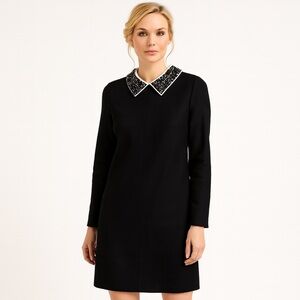 Trina Turk Cocktail Dress Sz 2 Embellished White Collar Quiet Luxury Holiday